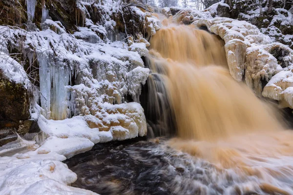 Cachoeira Yukankoski Pontes Brancas Rio Kulismayoki Rússia Carélia — Fotografia de Stock