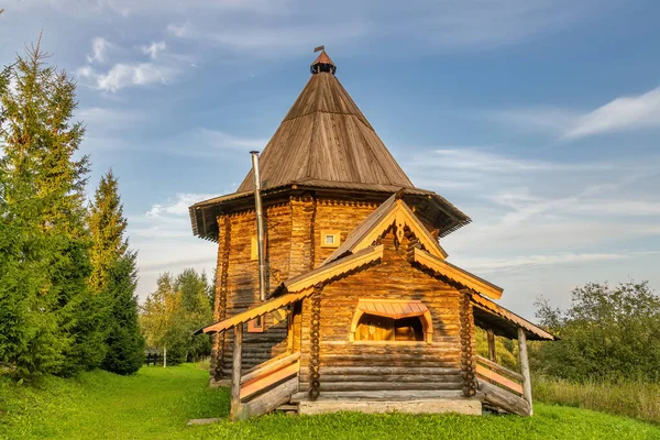 Casa Madeira Exemplo Arquitetura Russa Antiga Aldeia Svyatogorovo Distrito Dmitrovsky — Fotografia de Stock