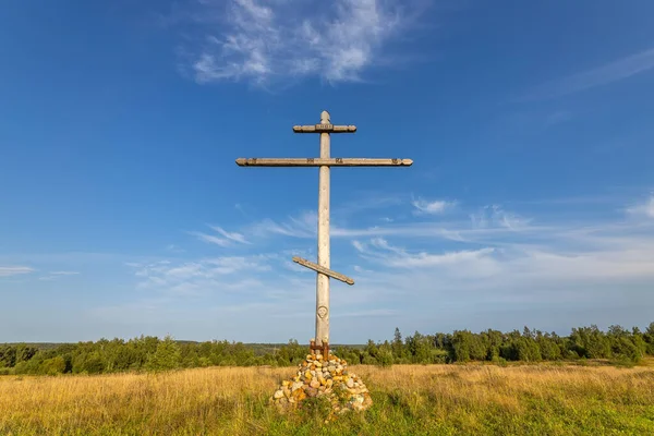 An 12-meter cross erected in memory of St. Sergius of Radonezh on the site of an ancient pilgrimage trail on the highest point of the Holy Mountain