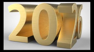 2026 Golden 3D Number Animation  Shiny Metallic New Year Celebration Design. Stock video.