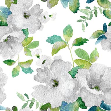 Sulu Boya Dikişsiz desen basit renkli çiçekli.