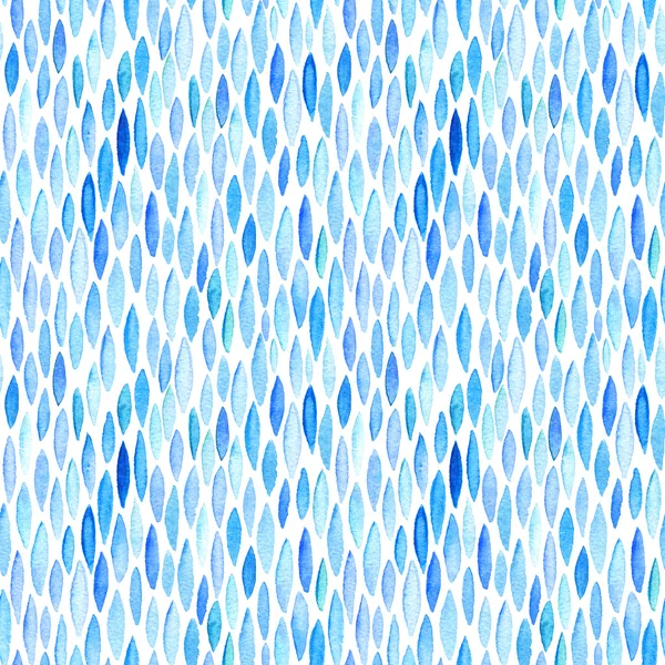 Akvarell seamless mönster med blå, azurblå blad. — Stockfoto