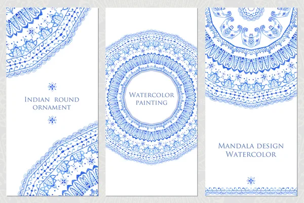 Set di cartoline con motivo indiano. Design Mandala . — Foto Stock