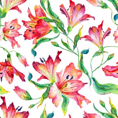 Kırmızı lilyum ile Seamless Modeli.