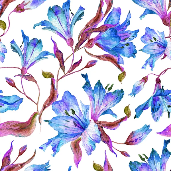 Nahtloses Muster mit blauen Lilien. — Stockfoto