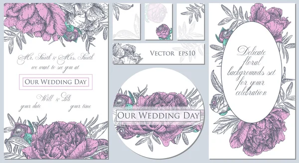 Conjunto de plantillas para celebración, boda . — Vector de stock