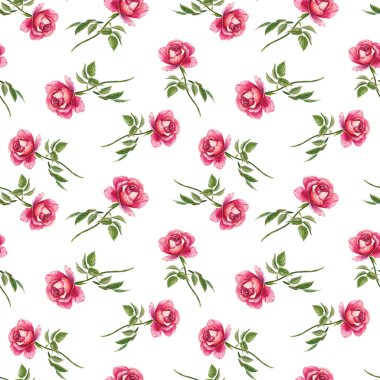 Pembe gül desenli suluboya dikişsiz çiçek arkaplanı