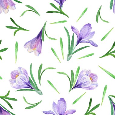 Bahar çiçeği pürüzsüz desen Suluboya mor tarla