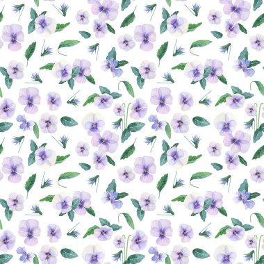 Bahar çiçeği pürüzsüz desen Suluboya mor viyola