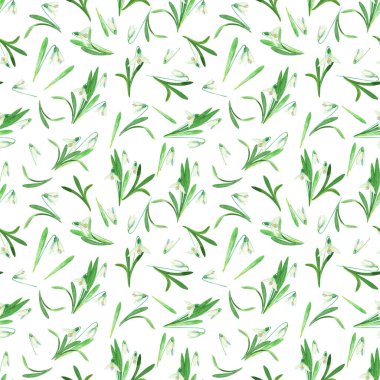 Bahar çiçeği pürüzsüz desen Suluboya kar damlası