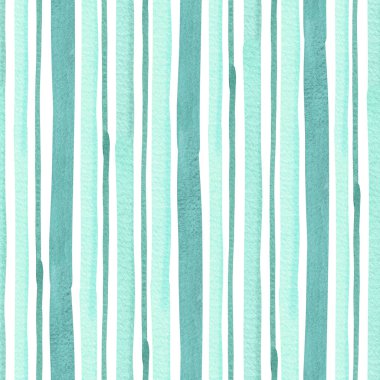 Dikey suluboya desensiz yeşil-mavi çizgili desen 
