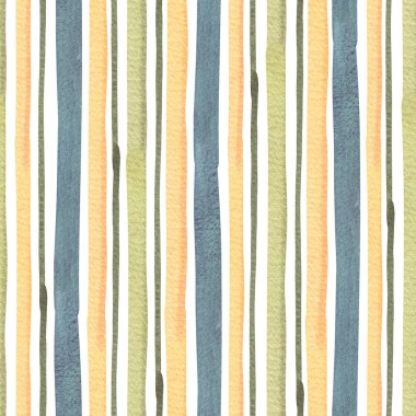 Suluboya dikey desensiz yeşil turuncu gri çizgili desen 