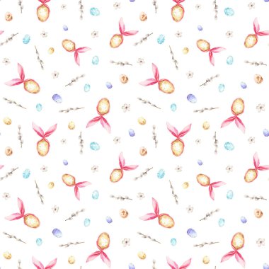 Paskalya yumurtası pürüzsüz. Kulaklı yumurtalar suluboya arkaplan