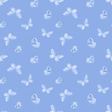 Mavi kelebek pürüzsüz desen. Suluboya kelebek arkaplanı