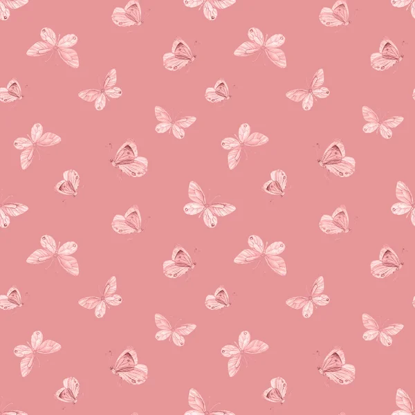 Red Butterfly Seamless Pattern Watercolor Butterfly Background — Stock Photo, Image