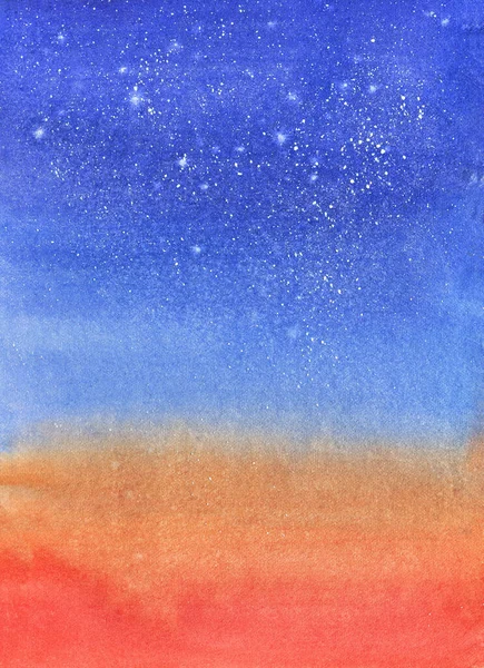 Fundo Céu Aquarela Céu Estrelado Noite — Fotografia de Stock