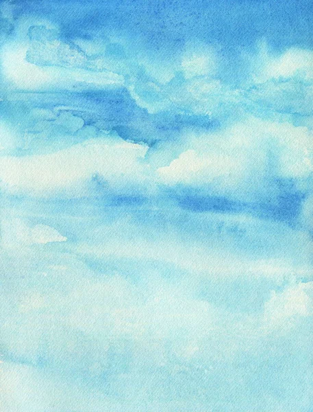 Acuarela Cielo Fondo Cielo Azul Con Nubes — Foto de Stock