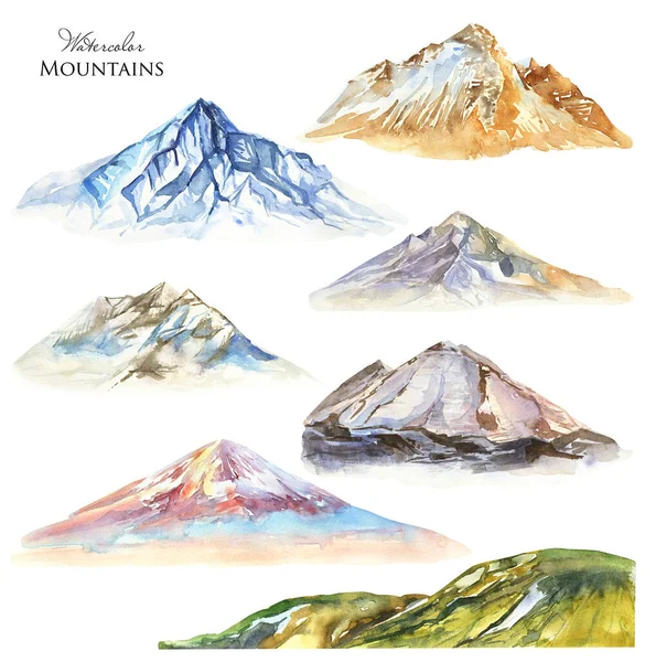 Montañas Acuarela Establecidas Cerro Verde Montaña Azul Nevada Montaña Volcán —  Fotos de Stock