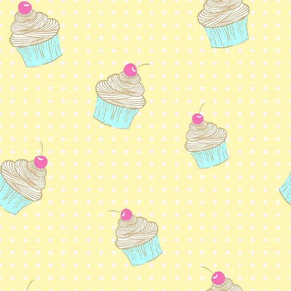 Naadloos patroon van cupcakes. — Stockvector