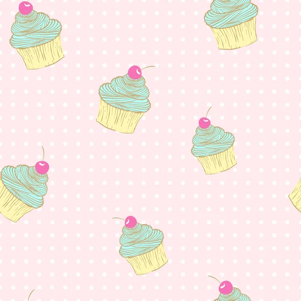 Naadloos patroon van cupcakes. — Stockvector