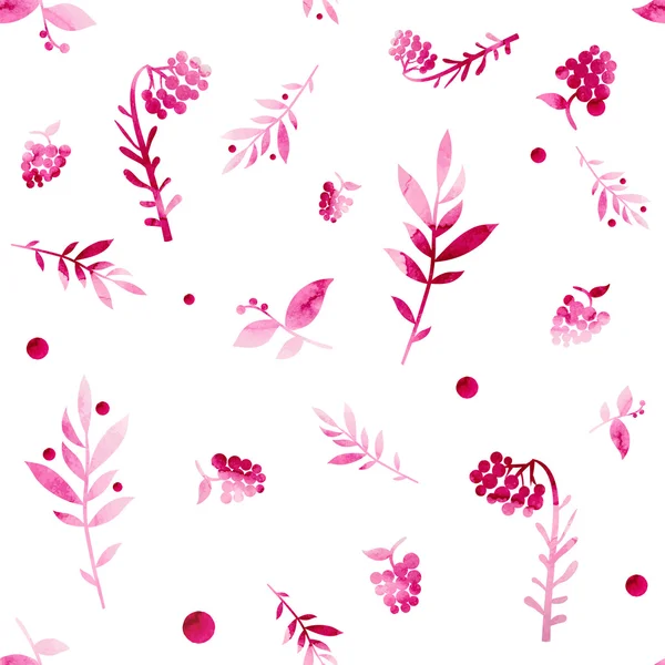 Seamless pattern of raspberry and leaves — Stock Vector