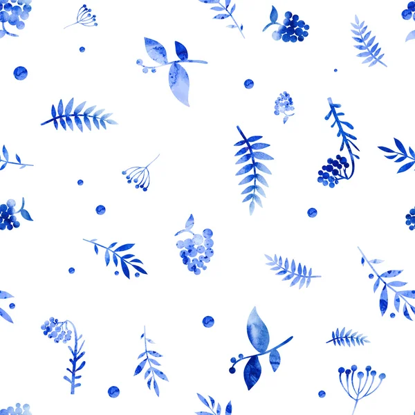 Seamless mönster av blåbär och blad. — Stock vektor