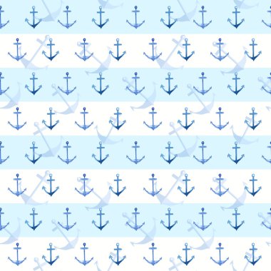 Seamless modeli. Çapa ve mavi çizgiler.