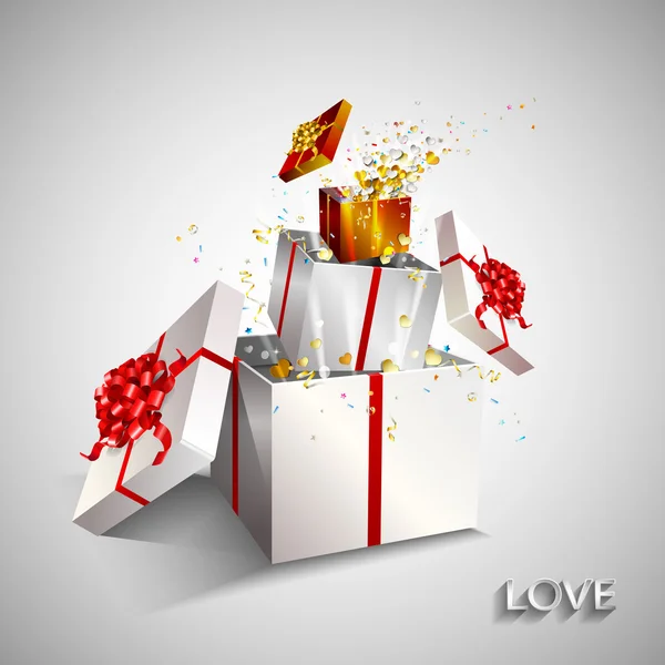 Geschenk-Box innerhalb Geschenk-Box auf weißem Hintergrund. — Stockvektor