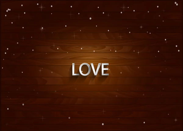 Inscription love on wooden background. — Stock Vector