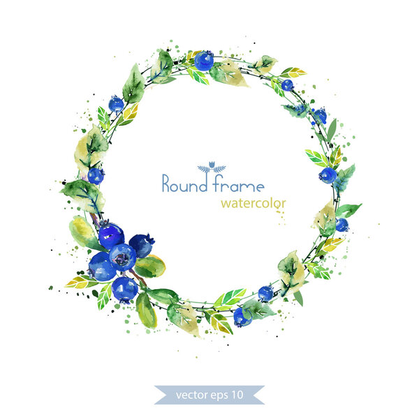 Wreath of leaves and blueberry.