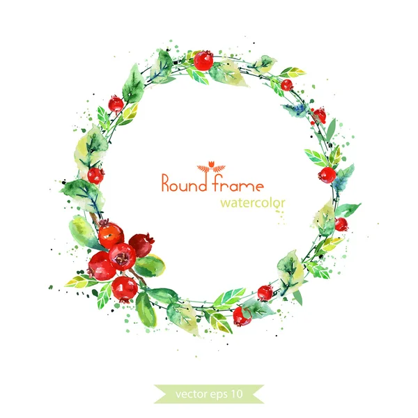 Yaprakları ve kızılcık çelenk.