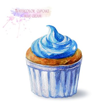 Mavi kremalı cupcake.