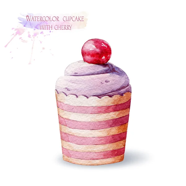 Cupcake con ciliegia matura . — Foto Stock