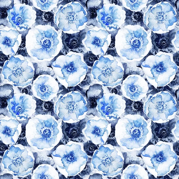Seamless modeli. Mavi suluboya çiçek.