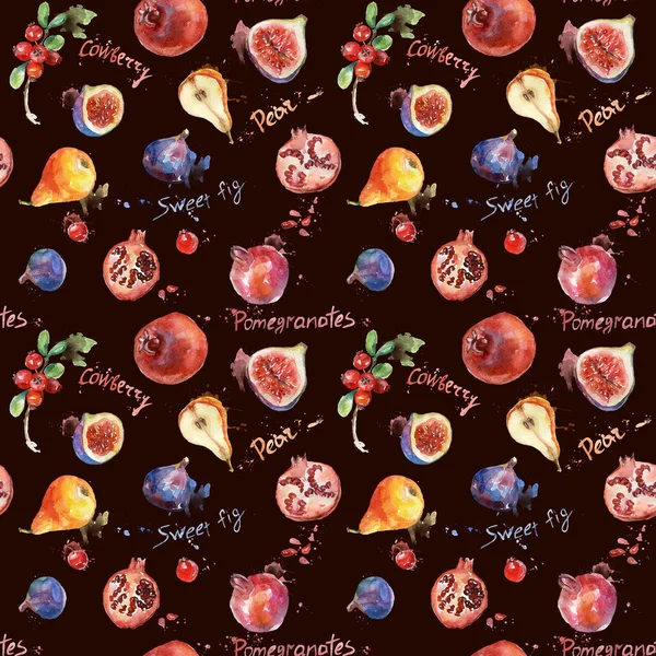 Seamless pattern. Colorful watercolor fruit. — Stock Photo, Image