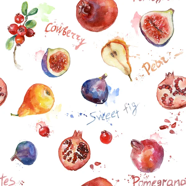 Seamless pattern. Colorful watercolor fruit. — Stock Photo, Image