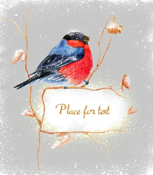 Un pájaro en una rama. Una tarjeta de felicitación . — Foto de Stock
