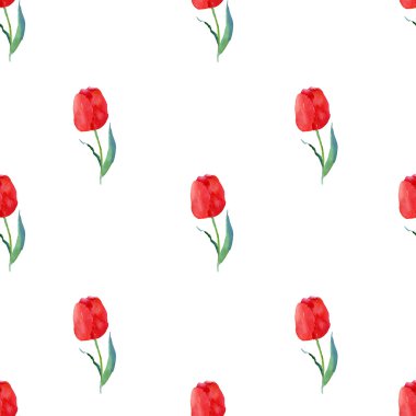 Suluboya kırmızı lale seamless modeli.