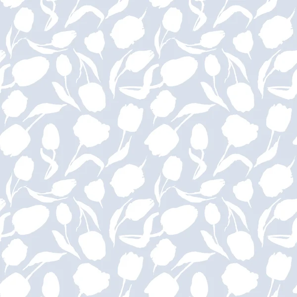Seamless pattern of white silhouette of  tulips. — Stock Photo, Image