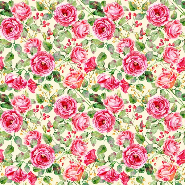 Seamless pattern of watercolor red  roses. — Stock Photo, Image