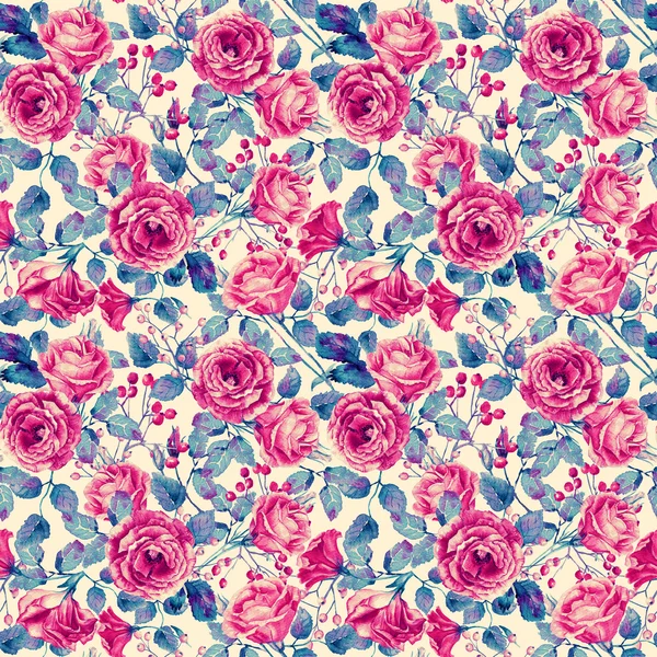 Seamless pattern of watercolor red  roses. — Stock Photo, Image