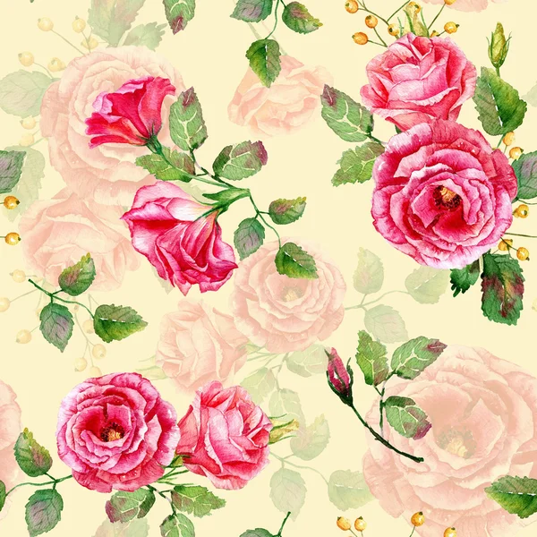 Naadloze patroon van aquarel rode rozen. — Stockfoto