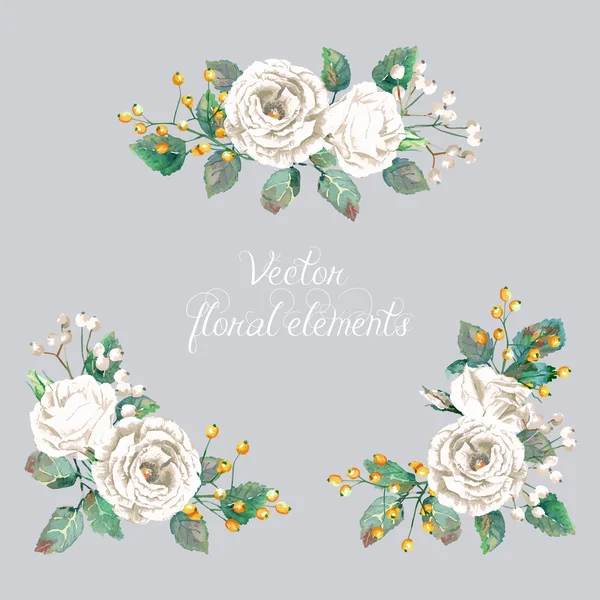 Set of floral elements for design. — Stock Vector