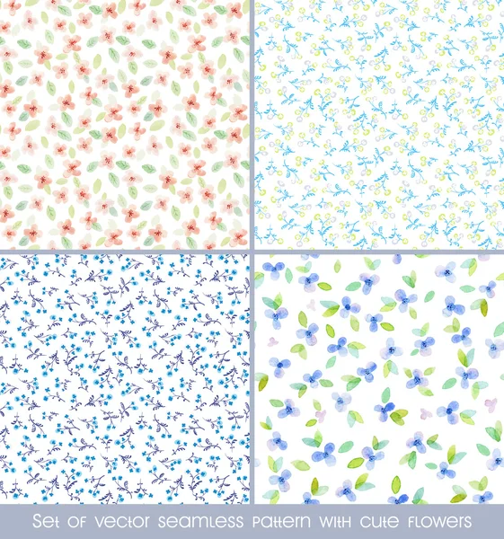 Dikişsiz desen seti. Suluboya çiçekli desenler.