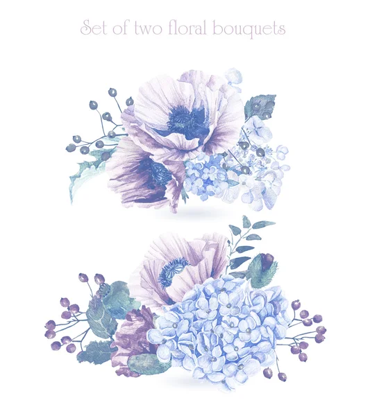 Uppsättning av akvarell floral buketter för design. — Stockfoto
