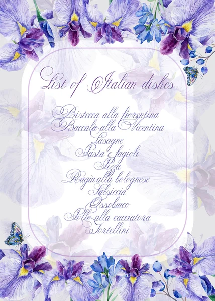 Davetiye. Süsen ile tebrik kartı. 