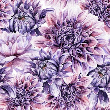 Seamless pattern with lilac dahlia.