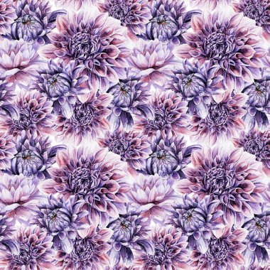 Seamless pattern with lilac dahlia.