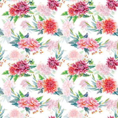 Kırmızı dahlia ile Seamless Modeli.