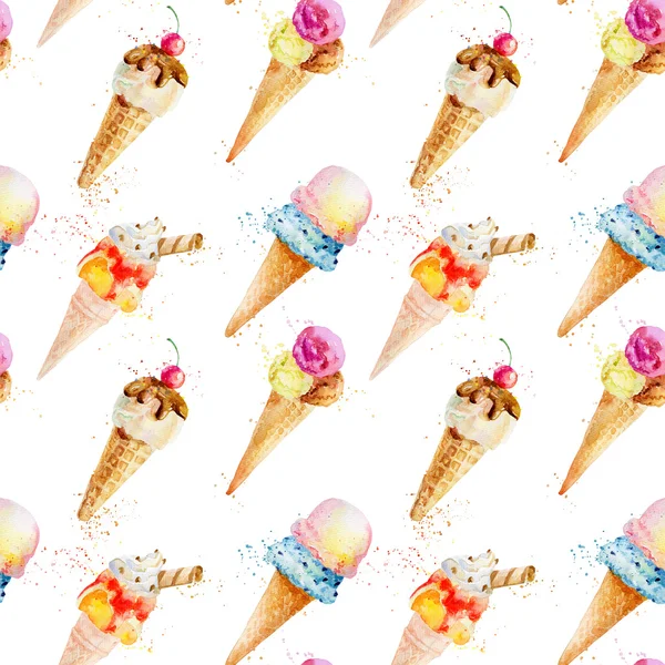 Patrón sin costuras con conos de helado. —  Fotos de Stock